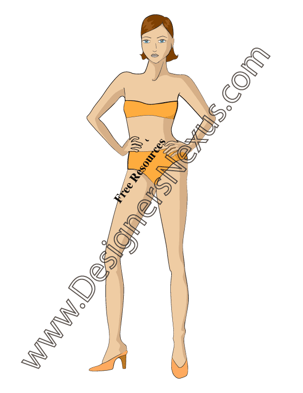 009- female Juniors fashion figure sketch front view