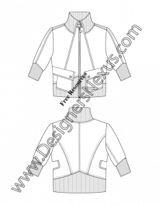 009- illustrator fashion flat sketch elbow sleeve sporty jacket rib knit trim
