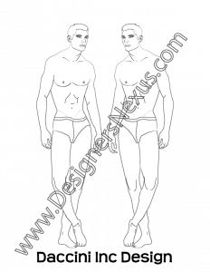 009- male fashion figure croqui template front view