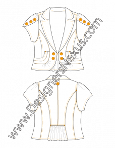 010- Apparel Flat Sketch Blazer with Tulip Sleeves