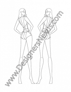 010- female fashion figure pose back view