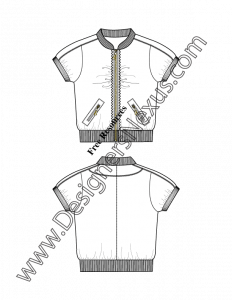 010- technical flat sketch template sporty jacket puff sleeves mandarin collar