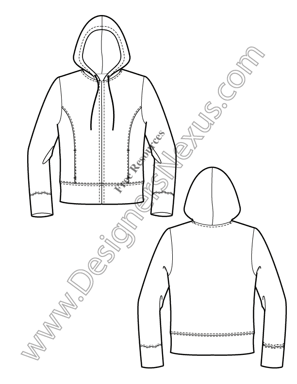 V10 Knits Hoodie Free Illustrator Fashion Flat Sketch Template ...