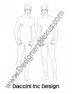 010- male fashion croquis figure template front view