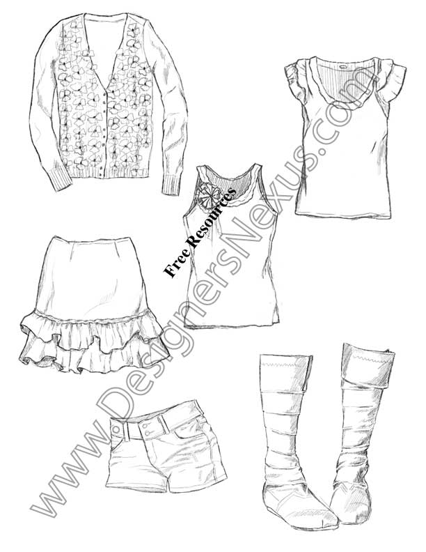 Hand Fashion Drawing Fashion Apparel Sketches V11