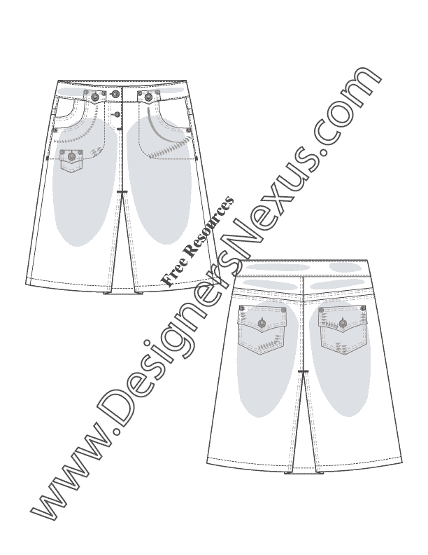 011- illustrator fashion flat sketch A-line skirt with inverted pleats