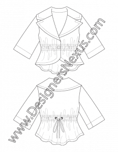 011- Fashion Flat Sketch Blazer with High Low Peplum