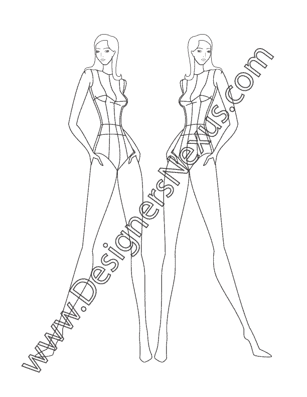 011- free fashion croqui template female figure pose