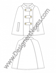 011- technical flat sketch mandarin collar cloak