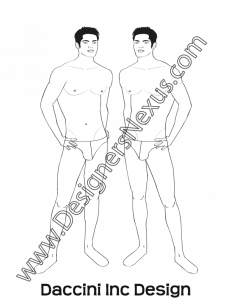 012- mens fashion croqui template three-quarter pose