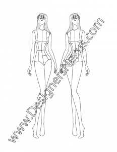 013- female fashion figure croqui full front view pose