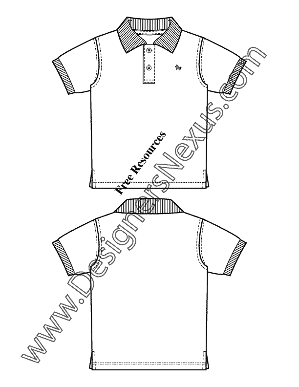 014- kids illustrator flat sketch toddler infant polo shirt