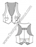 V-Neck Vest with Pointed Hem V14 Flat Fashion Sketch - Designers Nexus