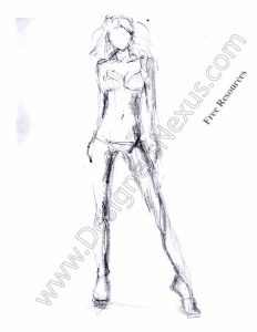 Freehand Fashion Figure V16 Study Drawing