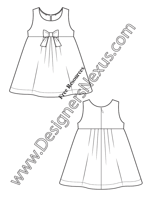 016- kids illustrator fashion flat sketch toddler infant dress