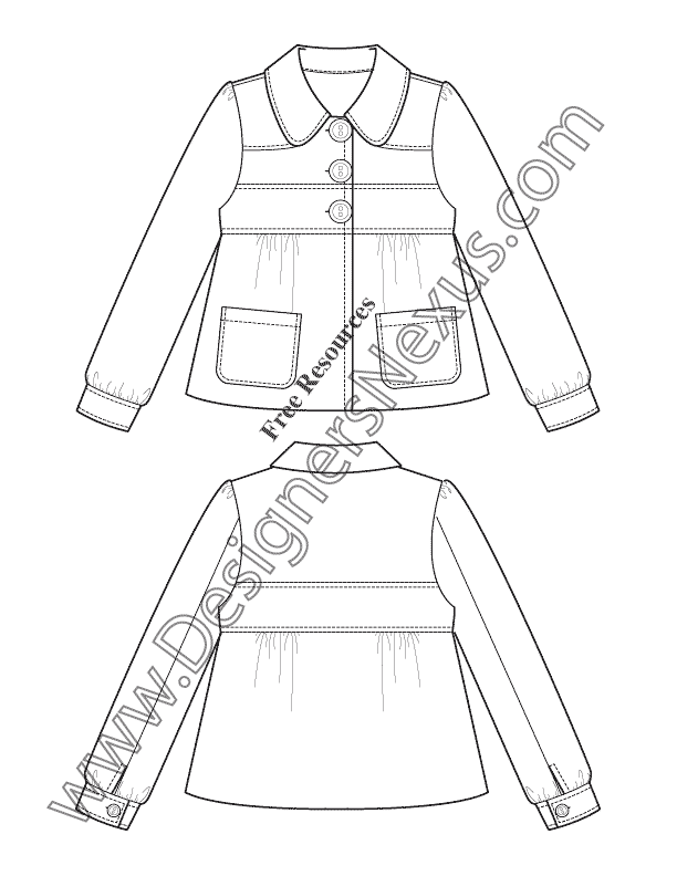 017- babydoll coat illustrator fashion flat sketch