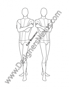 017- male fashion croqui template three-quarter pose