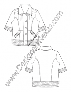 018- smocked hem cuff jacket free flat sketch template