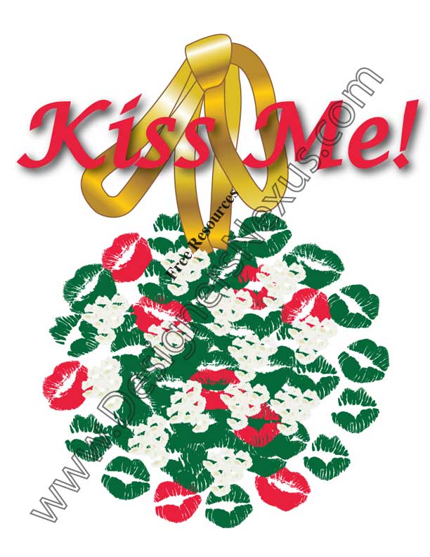 019- free mistletoe kisses graphic free Christmas art
