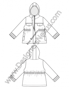 019- hooded rain coat kids toddler flat fashion sketch