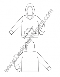 020- kangaroo pocket hoodie kids toddler flat fashion sketch