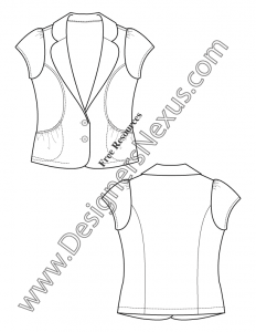 020- short cap sleeve blazer fashion flat sketch template