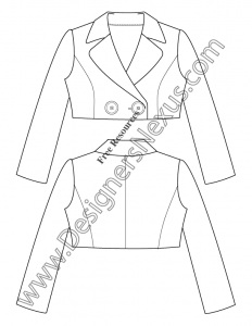 021- cropped jacket flat fashion sketch