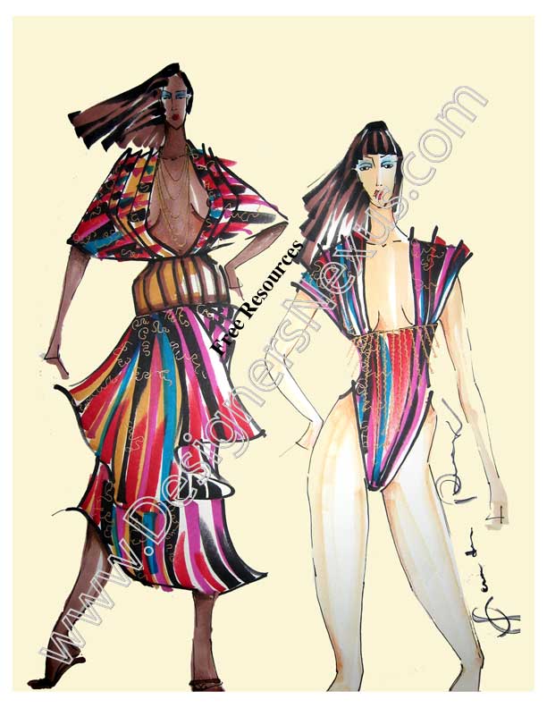 Hand drawn fashion illustration - Background - Fashion designer