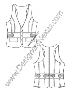 022- belted racerback vest flat fashion sketch template