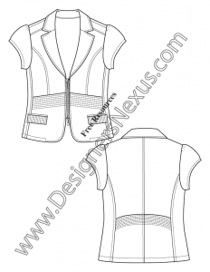022- cap sleeve blazer fashion flat sketch template