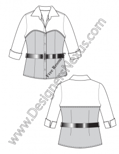 023- layered bustier blouse fashion flat sketch template