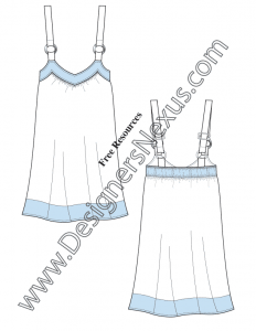 023- ring strap v-neck dress illustrator flat fashion sketch