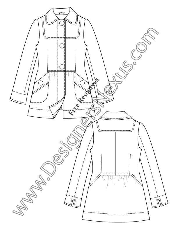 V24 Bib Coat Illustrator Fashion Technical Drawing - Designers Nexus