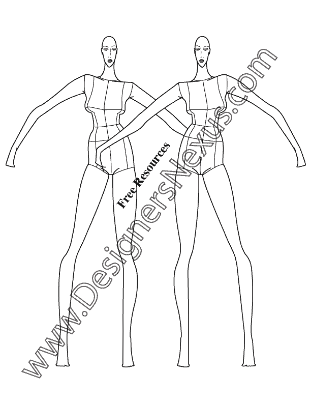 Female Fashion Figure Templates Back