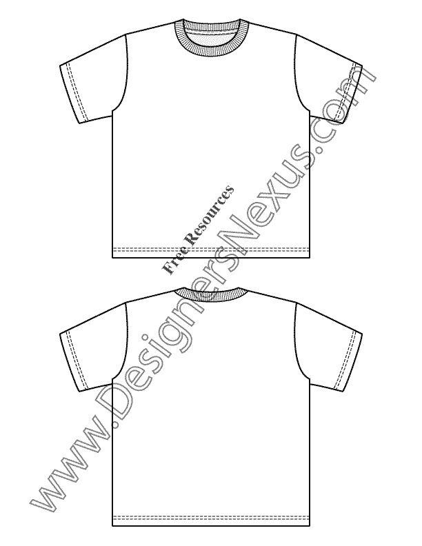 028- childrens kids t-shirt template flat fashion sketch