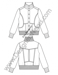028 rib trim jacket fashion flat sketch template