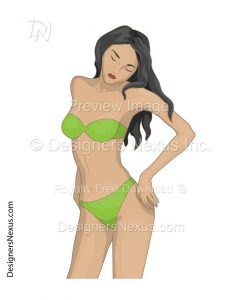 Rendered Female Fashion Figure Sketch 029