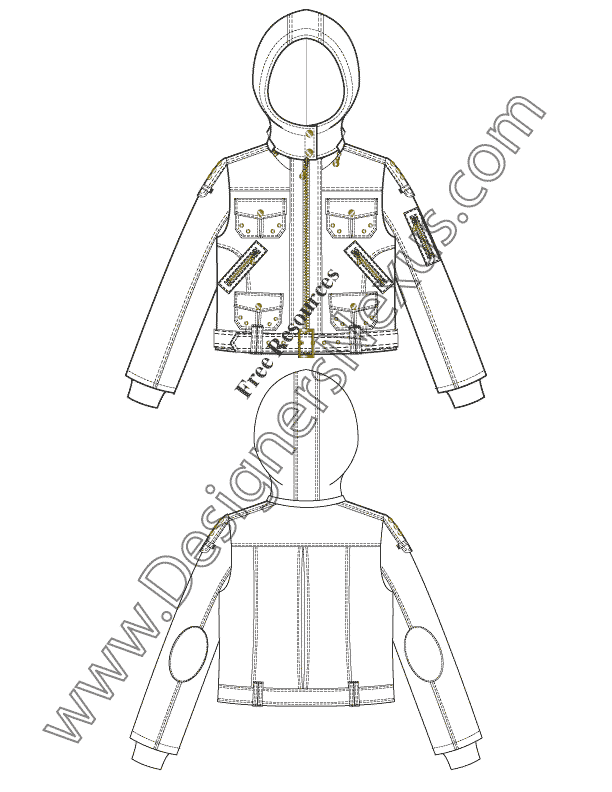 031- jacket free illustrator flat fashion sketch