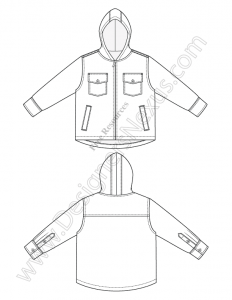 033-kids-hooded-jacket-Illustrator-flat-sketch