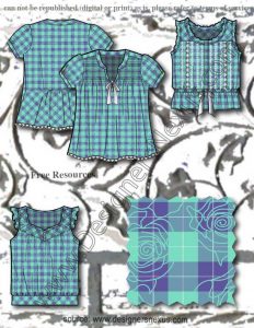 V34 Gingham Plaid Tops CAD Fashion Portfolio Examples