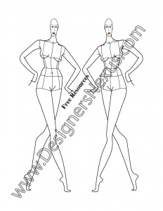 035- female fashion croqui template front view