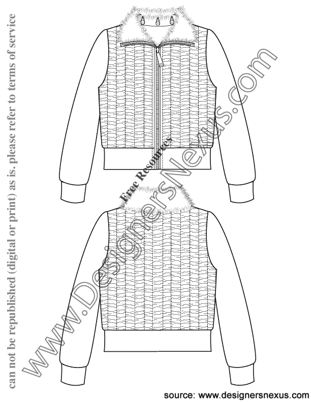 037 smocked jacket illustrator flat fashion sketch template