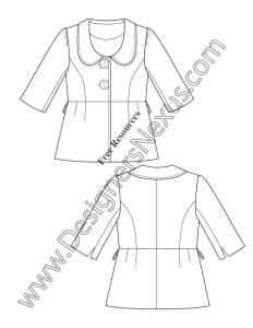 038- elbow sleeve peter pan collar blazer flat fashion sketch