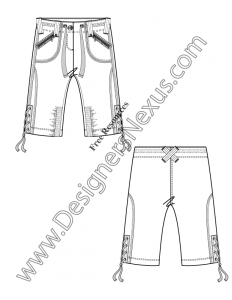038- lace hem bermuda shorts flat fashion sketch