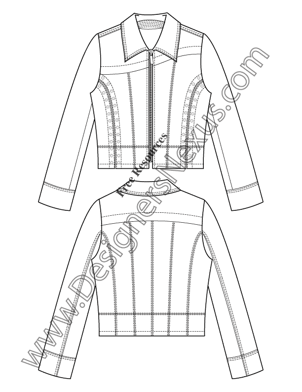 V39 Moto Jacket Adobe Illustrator Fashion Flat Sketch Template