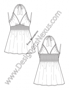 039- sweetheart baby-doll halter top flat fashion sketch