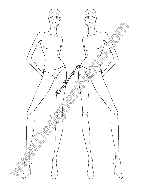 040- female fashion croquis free download front view