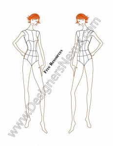 042 female fashion Croqui template figure free download preview