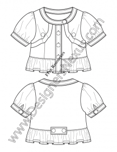 043- cropped peplum top flat fashion sketch