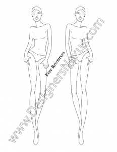 Female Fashion Croquis Free Template Walking Pose V43